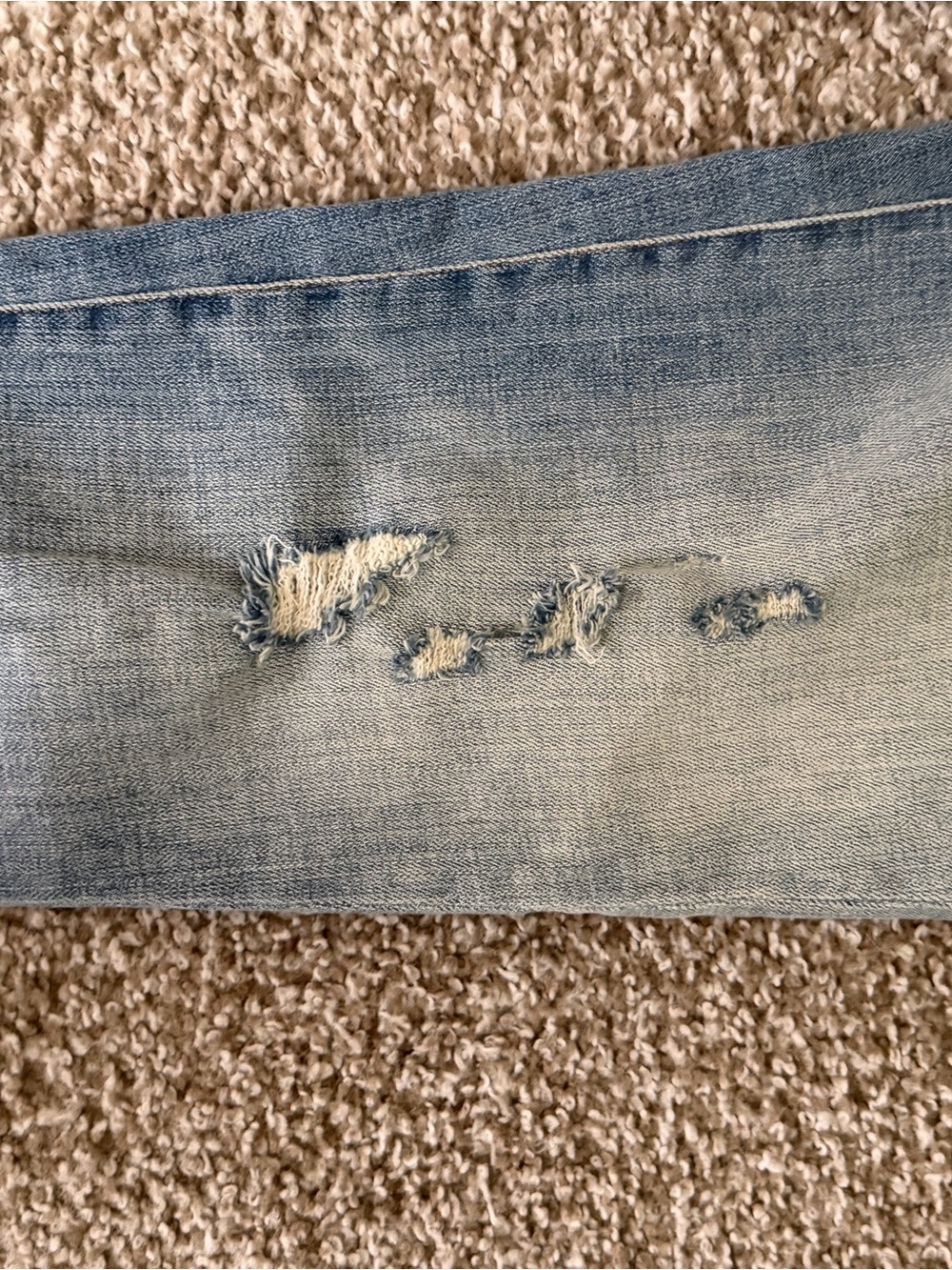 Pilcro and the Letterpress Light Blue Distressed Jeans with Red Tassel Hem - Picture 4 of 9